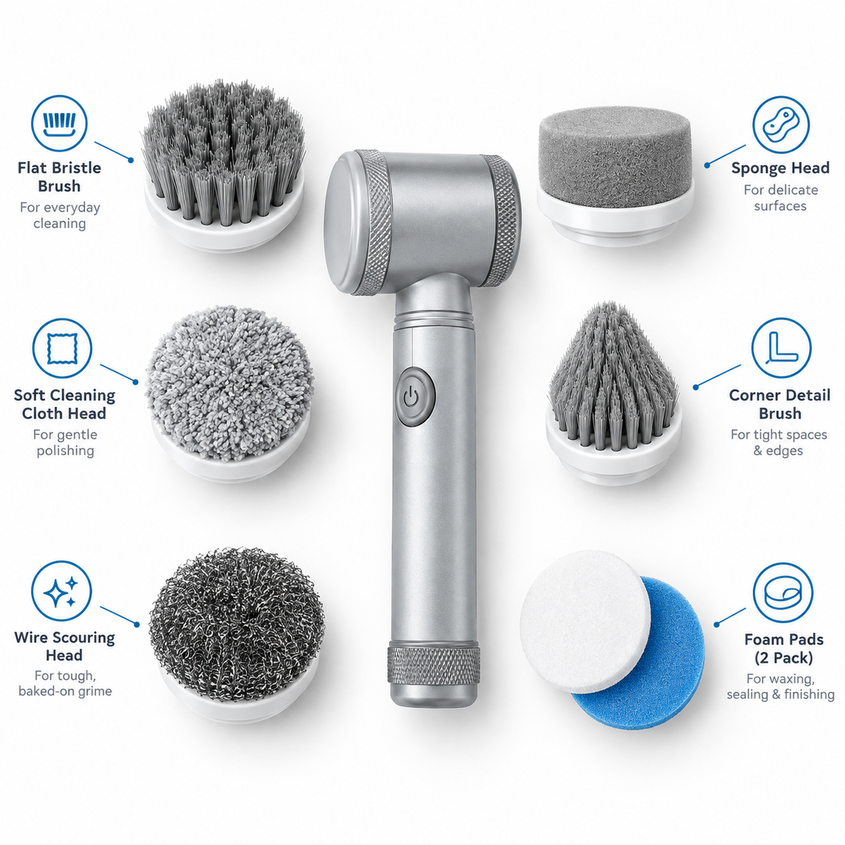 SpinClean Pro — Cordless Electric Scrub Brush (7-in-1, Waterproof)